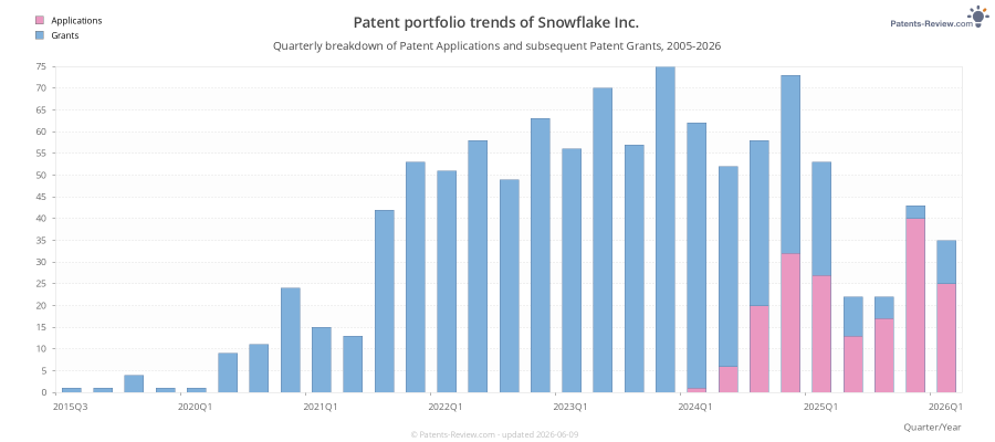 Quarterly Snowflake Inc. Patent Applications