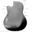 Fig. 01 - Ergonomic stringed instrument and ergonomic roundback guitar