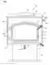 Fig. 02 - Wood burning stove having pivoting baffle and method
