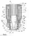 Fig. 03 - Fuel injector with a metering assembly having a polymeric support member which has an external surface secured to a bore of a polymeric housing and a guide member that is disposed in the polymeric support member