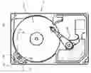 Fig. 01 - Disk device with charging filter outside pivotal range of head actuator and having projection plane overlapping the disk