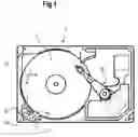 Fig. 02 - Disk device with charging filter outside pivotal range of head actuator and having projection plane overlapping the disk