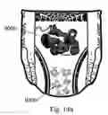 Fig. 16 - Absorbent articles having wetness-indicating character graphics providing an interactive training aid