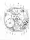 Fig. 35 - Multifunction timepiece capable of constituting plural fan shape moving hand train wheel layouts