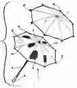Fig. 01 - Combination of a shade and rain umbrella with an emergency indication on the rain cover
