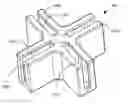 Fig. 01 - Connection block with bar-adapting trenches for adapting and holding framing bars at fixed orientations
