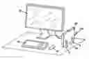 Fig. 01 - Apparatus to hold laptop or notebook computer vertically while connected to a full size keyboard, mouse and external monitor