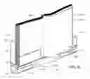Fig. 04 - Book holder having a central gap in a transparent front panel for turning pages which are magnetically secured to the front panel
