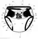 Fig. 01 - Disposable absorbent article having serviceable indicia indicating improper fit