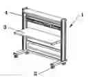 Fig. 01 - Equipped cabinet bench, for laboratories, provided with cantilevered service-holder channel, fixable in different positions