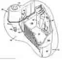 Fig. 01 - Integral engine utility assembly for an automotive vehicle having a battery tray, coolant reservoir and vacuum reservoir