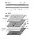Fig. 32 - Display device having stacked polarizers that differ in degrees of light absorbing bands and that are between a pair of protective layers such that no protective layer is located between the stacked polarizers