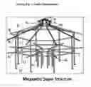 Fig. 02 - Multi functional, pre-fabricate, portable, polygon structures featuring over-sized pillars separated by floor-to-ceiling windows; and a central utility core to: a) house electrical, electronic, digital, and mechanical equipment and apparatus for the building function; b) host modular alcoves that house equipment, render storage, or offer amenities for the main building function or CUC activity; and c) provide structural support if needed for the cupola and roof beams