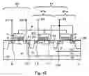 Fig. 13 - Memory cell having first and second capacitors with electrodes acting as control gates for nonvolatile memory transistors