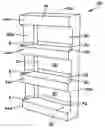Fig. 01 - Folded and glued display container having integral shelf elements erected by displacement of support panel