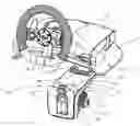 Fig. 01 - Convertible lap rest and table mount for racing wheel