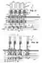Fig. 10 - Device for transferring items by means of a group modules having variable spacing