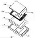 Fig. 01 - Display device with a portion of a flexible circuit projecting into a space in an opening or depression of a holder