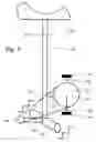 Fig. 04 - Two wheel steering bicycle with each wheel having its own steering control operated by rider's left and right hand respectively and rider positioned facing an angle greater than zero and less than ninty degrees with respect to the direction of motion