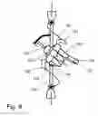 Fig. 07 - Two wheel steering bicycle with each wheel having its own steering control operated by rider's left and right hand respectively and rider positioned facing an angle greater than zero and less than ninty degrees with respect to the direction of motion