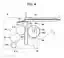 Fig. 05 - Printer with movable blade having rack that meshes with pinion when cover is closed