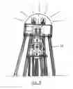 Fig. 07 - Floating mechanical structure to produce directly electricity by means of the swinging of a magnetic pendulum caused by sea wave motion