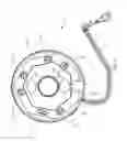 Fig. 10 - Electrical power supplying device having a ring-like subassembly for receiving the power plugs and/or power adapters associated with a plurality of electrical appliances, and managing excess power cord length therewithin in a concealed manner