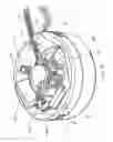 Fig. 16 - Electrical power supplying device having a ring-like subassembly for receiving the power plugs and/or power adapters associated with a plurality of electrical appliances, and managing excess power cord length therewithin in a concealed manner