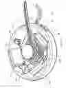 Fig. 37 - Electrical power supplying device having a ring-like subassembly for receiving the power plugs and/or power adapters associated with a plurality of electrical appliances, and managing excess power cord length therewithin in a concealed manner
