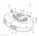 Fig. 46 - Electrical power supplying device having a ring-like subassembly for receiving the power plugs and/or power adapters associated with a plurality of electrical appliances, and managing excess power cord length therewithin in a concealed manner