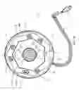 Fig. 63 - Electrical power supplying device having a ring-like power assembly for receiving electrical power plugs and/or power adapters associated with a plurality of electrical appliances, and an un-interrupted power supply (UPS) unit having a battery componenent mounted within a centrally-disposed structure passing through a central aperture in said ring-like power assembly