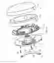Fig. 42 - Electrical power supplying device having a ring-like subassembly for receiving the power plugs and/or power adapters associated with a plurality of electrical appliances, and a housing design for containing and concealing the power plug and adaptors during power supplying operations