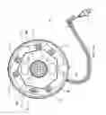 Fig. 63 - Electrical power supplying device having a ring-like subassembly for receiving the power plugs and/or power adapters associated with a plurality of electrical appliances, and a housing design for containing and concealing the power plug and adaptors during power supplying operations