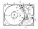 Fig. 01 - Head with guide groove in center rail and ribs extending along air intake groove and disk device with the same