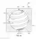 Fig. 30 - Golf ball with cover layer having zones of differing materials