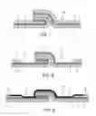 Fig. 04 - Simplified method for making an impermeable joining on three-layer or bi-layer fabric materials, either with or without a complex construction on a joining side thereof and being preliminarily joined by a stitching or ultrasound joining arrangement