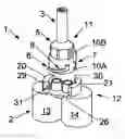 Fig. 01 - Discharge arrangement having a connecting device between a multi-component cartridge and an accessory part