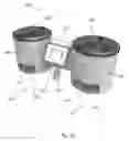Fig. 15 - Fluid management device having rotating carousel with container holders for vertically positioning a container during automated spiking and injection into patient