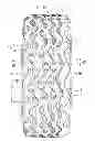 Fig. 01 - Pneumatic tire tread with groove unit comprising a main groove and an auxiliary groove both meandering in a wavy or zigzag manner