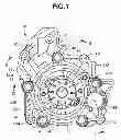 Fig. 02 - Vane pump including outer side plate defining high and low pressure notch grooves of differing lengths adjacent the high and low discharge ports for improved noise performance