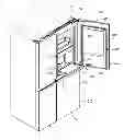 Fig. 01 - Refrigerator includes a second door disposed on a first door, a shelf disposed on the first door, a connection assembly connecting the shelf to the second door and linking opening of the second door to rotate the shelf