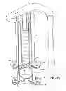 Fig. 06 - Sludge concentrator assembly incorporating upper centrifugal separator and lower barrier filter and exhibiting high flow velocity clean fluid outlet combined with low flow velocity solid entrapment