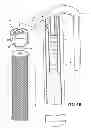 Fig. 07 - Sludge concentrator assembly incorporating upper centrifugal separator and lower barrier filter and exhibiting high flow velocity clean fluid outlet combined with low flow velocity solid entrapment