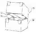 Fig. 01 - Tray having raised edges and rounded centering devices, and blank for producing such a tray