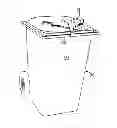 Fig. 01 - Lid securing device and refuse container including same.