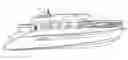 Fig. 01 - Water craft having open upper deck, AFT swim deck and collapsible bulwarks