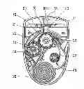 Fig. 01 - Powder inhaling device with two-part rotary receiving element for blister strip closure layer