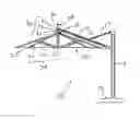 Fig. 01 - Umbrella having a pivot joint to provide additional degrees of freedom of orientation of its canopy