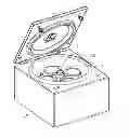 Fig. 01 - Laboratory centrifuge with locking system for locking in translation of rotor on driving motor shaft