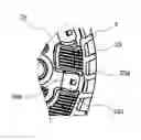 Fig. 01 - Rotary electric machine with a heat sink that has a plurality of fins arranged in groups